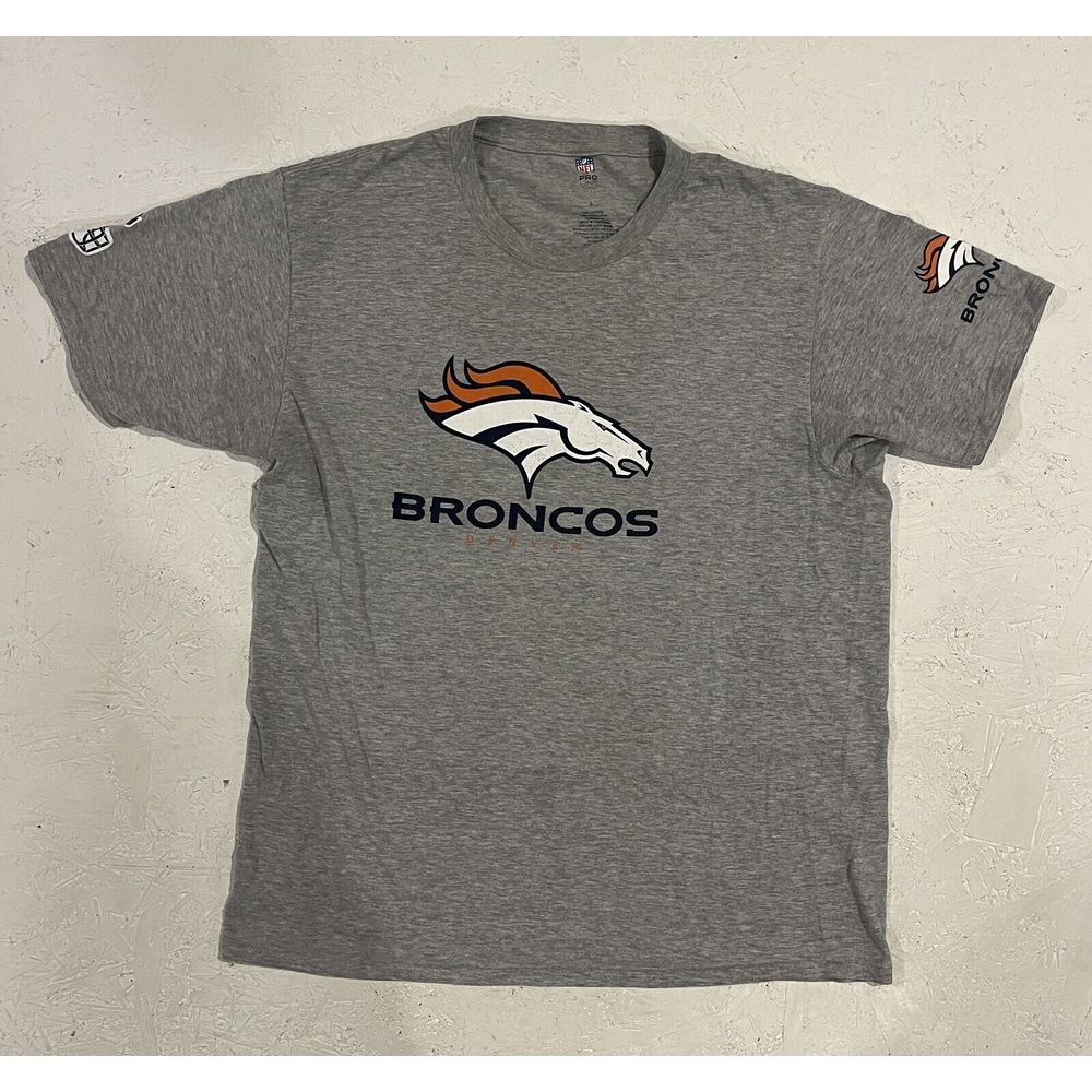 NFL Pro Line Denver Broncos Short Sleeve Shirt Mens‎ Large Gray Athletic